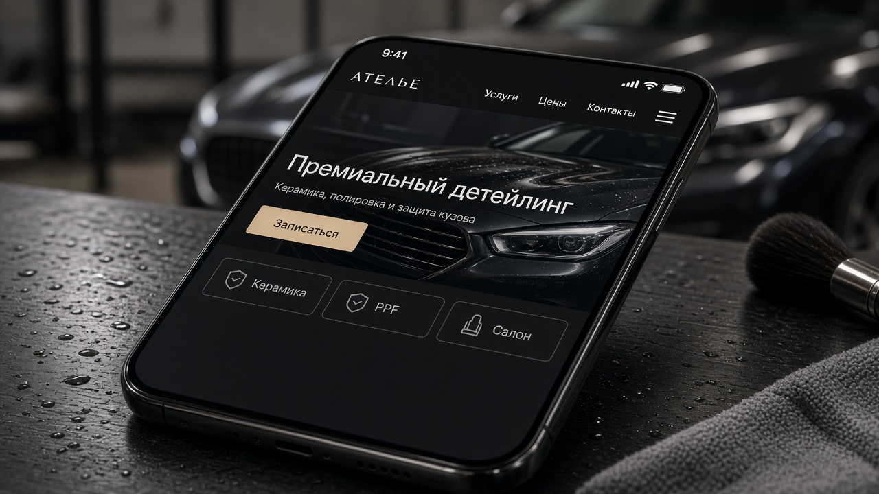 Здесь появится кейс: Сайт детейлинг-ателье